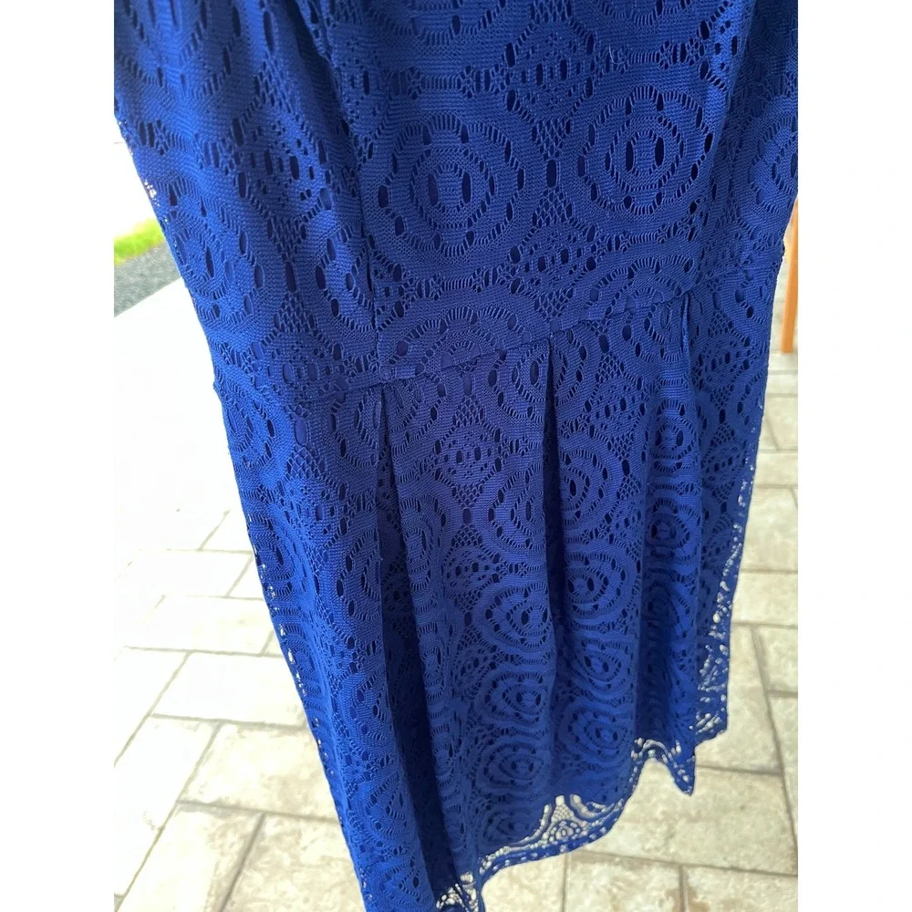Enfocus Studio Katie Blue Lace Sleeveless Fit Flare Cocktail Dress Sz 8 - Picture 3 of 8